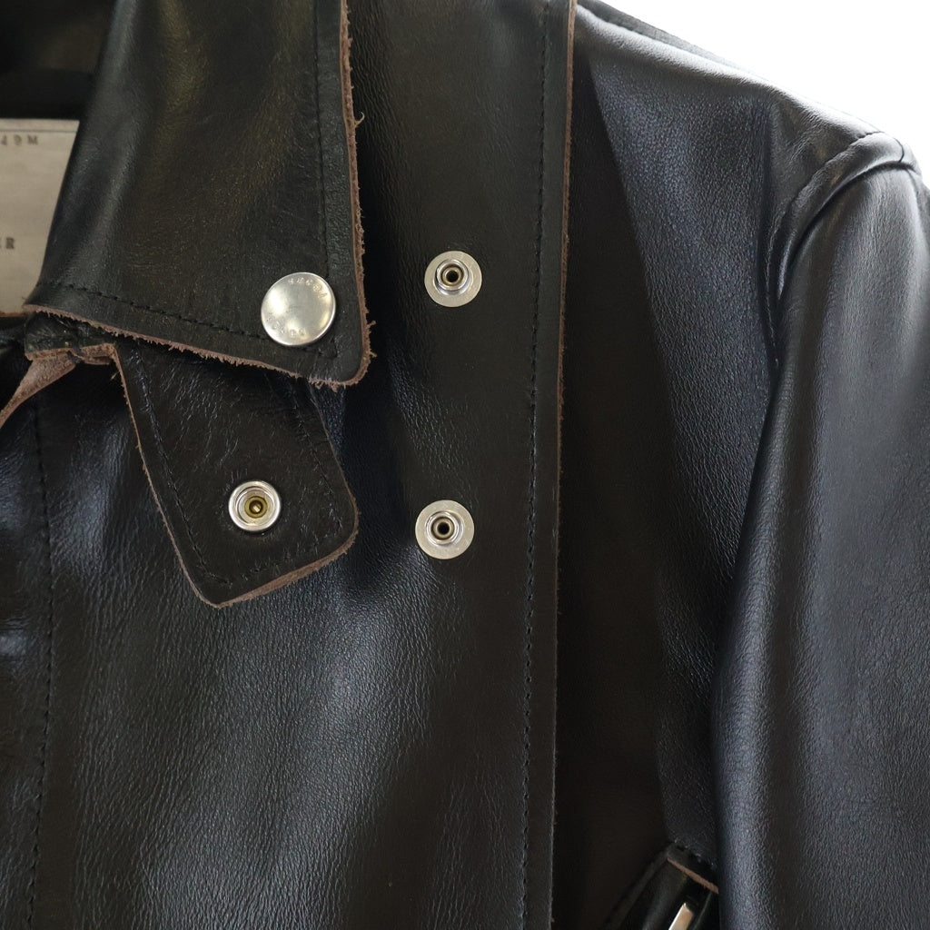 Sacai(サカイ) 25AW Leather Jacket フロントダブルジップ カウハイド ダブルライダース レザージャケット ブラック 25-03749M