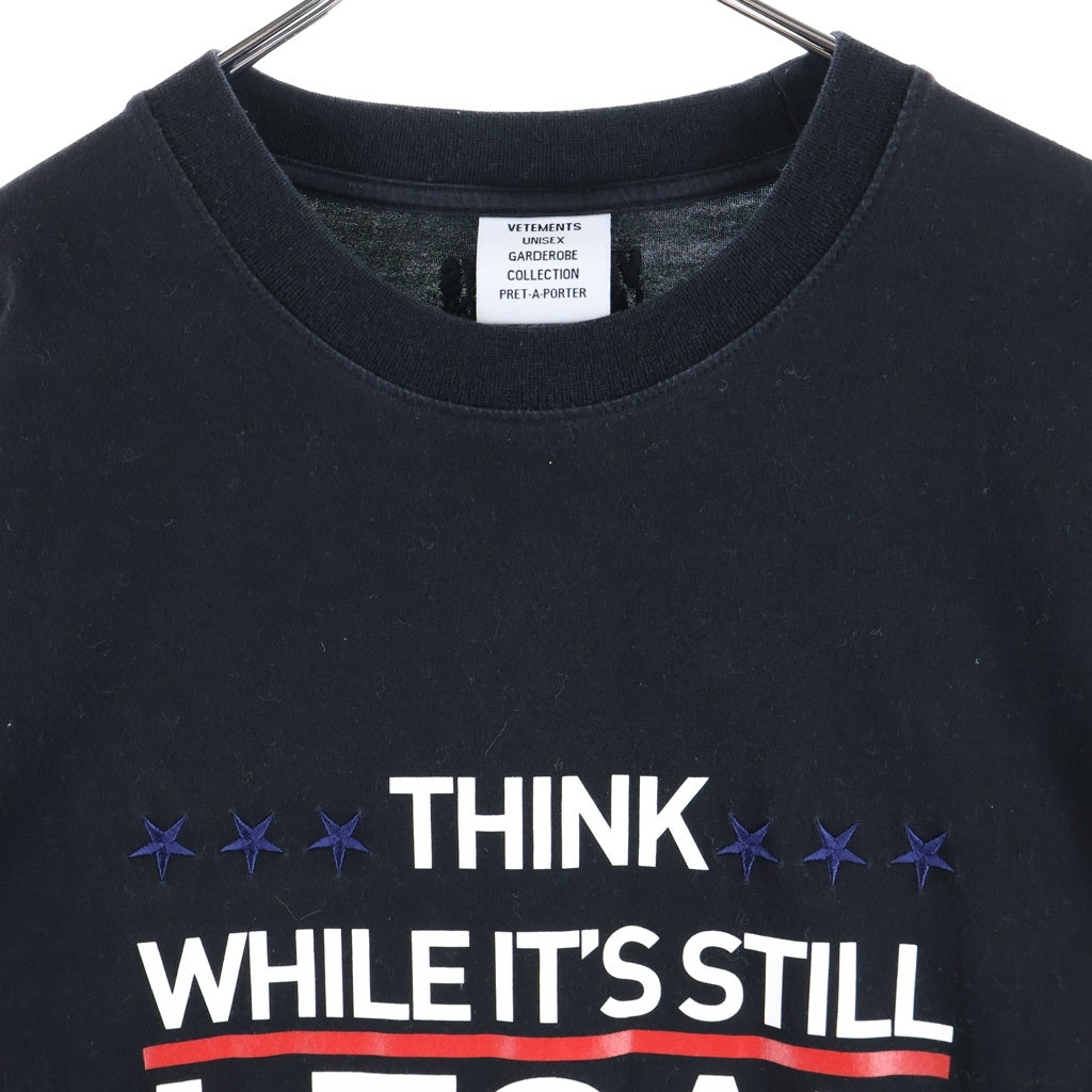 VETEMENTS(ヴェトモン) 21AW Human Rights Tee スター刺繍 両面プリント クルーネック半袖Tシャツカットソー ブラック VE-0088