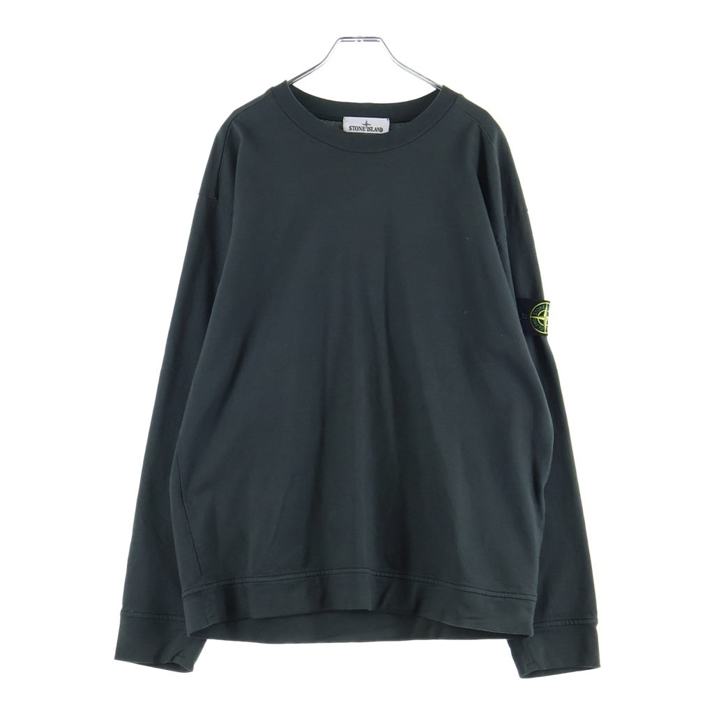 STONE ISLAND(ストーンアイランド) HEAVY COTTON JERSEY GARMENT DYED 袖ロゴパッチ付き クルーネック長袖Tシャツカットソー カーキ 811563750