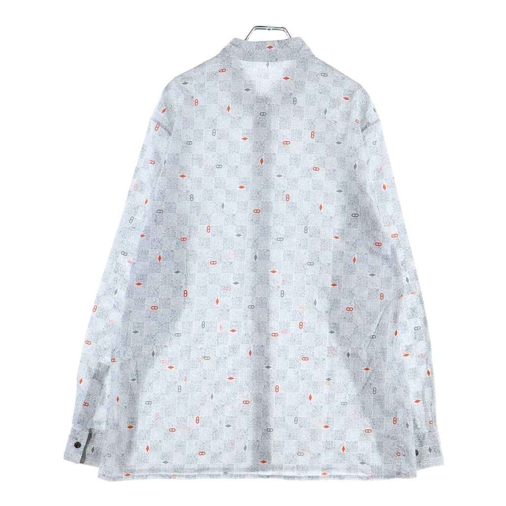 HERMES(エルメス) シェーヌダンクル 総柄 コットン長袖シャツ グレー