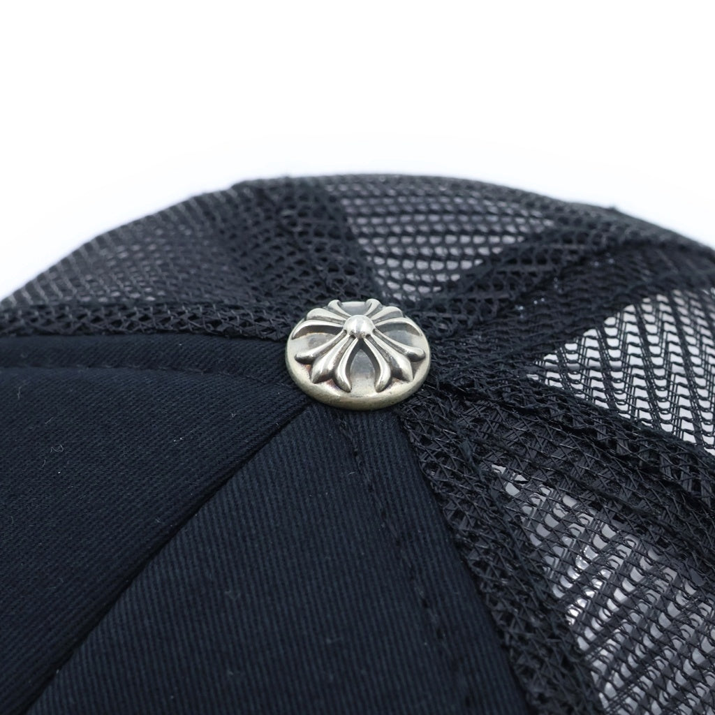 CHROME HEARTS(クロムハーツ) CEMETERY CROSS TRUCKER CAP 3セメタリ‐クロス レザーパッチ トラッカーキャップ 帽子 ブラック/レッド