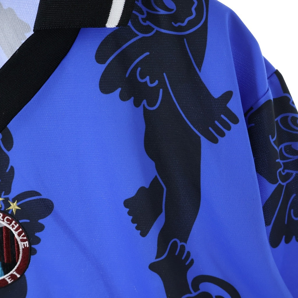 UMBRO(アンブロ) ×FUTURE ARCHIVE×TAPPEI フロントロゴ 総柄半袖ゲームシャツ ブルー UM24SSBE-GS01