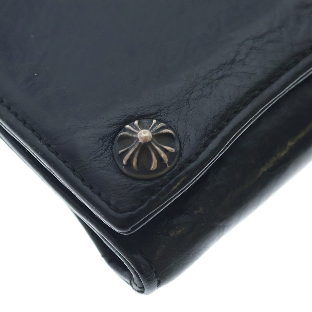 CHROME HEARTS(クロムハーツ) 3FOLD 3フォールド クロスボールボタン レザーウォレット 財布 ブラック