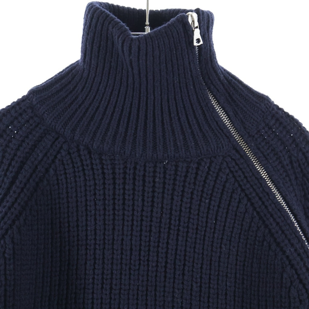 DRIES VAN NOTEN(ドリスヴァンノッテン) 24AW M.K.SWEATER ウールサイドジップタートルネック長袖ニットセーター ネイビー 242-021232-9706-509