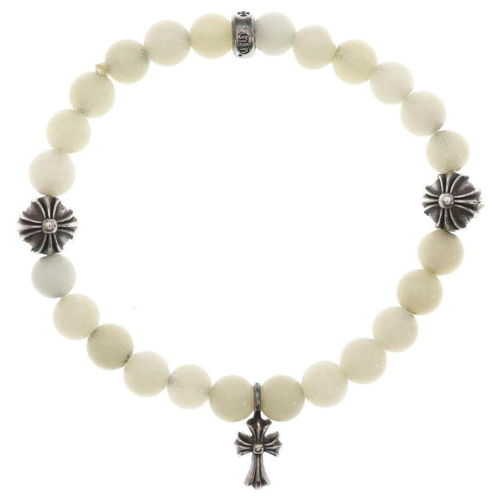 CHROME HEARTS(クロムハーツ) 6mm BEAD CRS ビーズ クロス ブレスレット シルバー/ホワイト