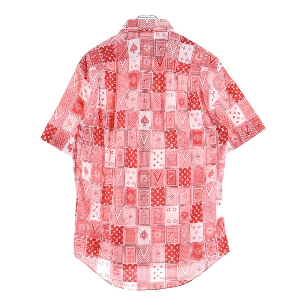 LOUIS VUITTON(ルイヴィトン) 18AW トランプ総柄 コットン半袖シャツ レッド RM182M HKU HFS14W