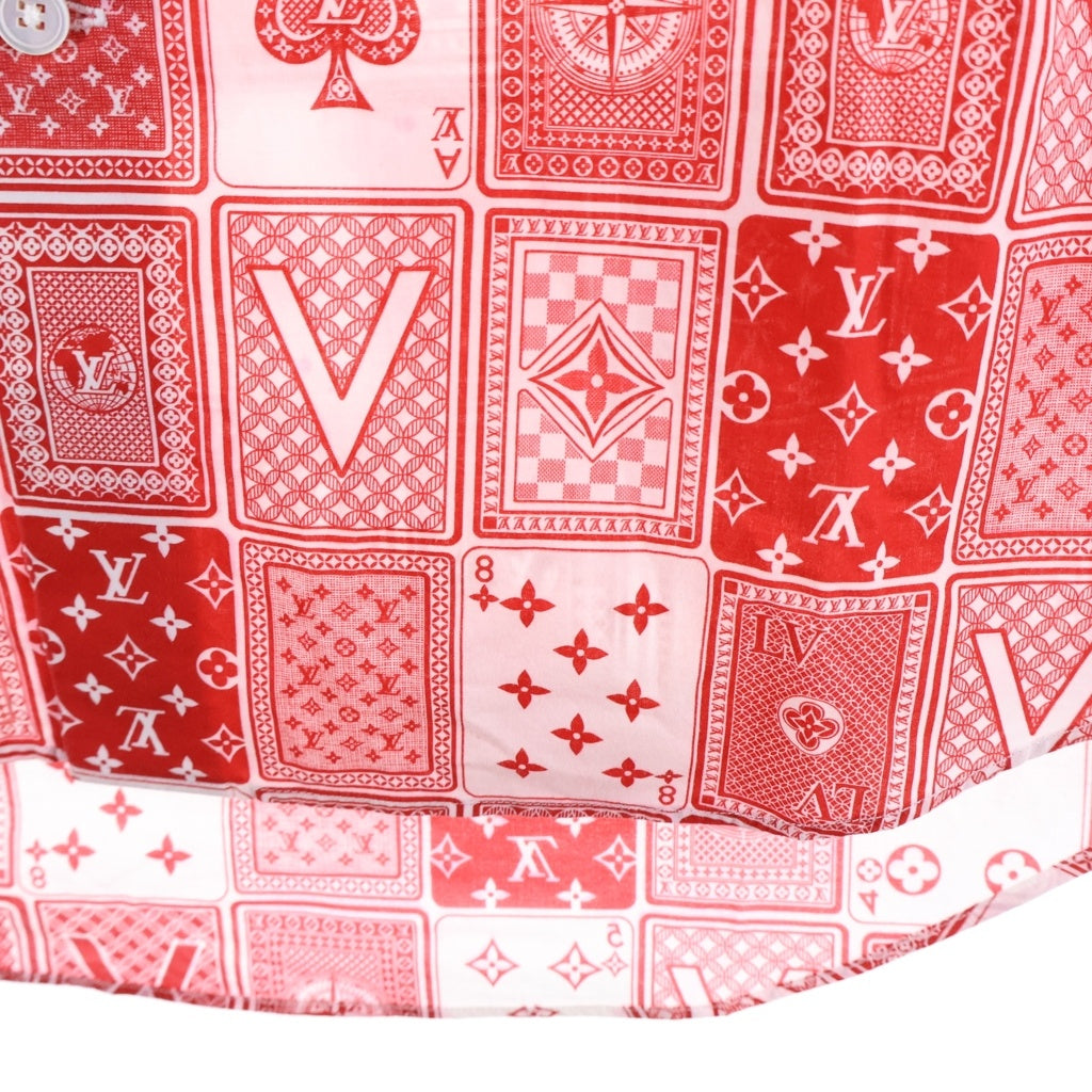 LOUIS VUITTON(ルイヴィトン) 18AW トランプ総柄 コットン半袖シャツ レッド RM182M HKU HFS14W