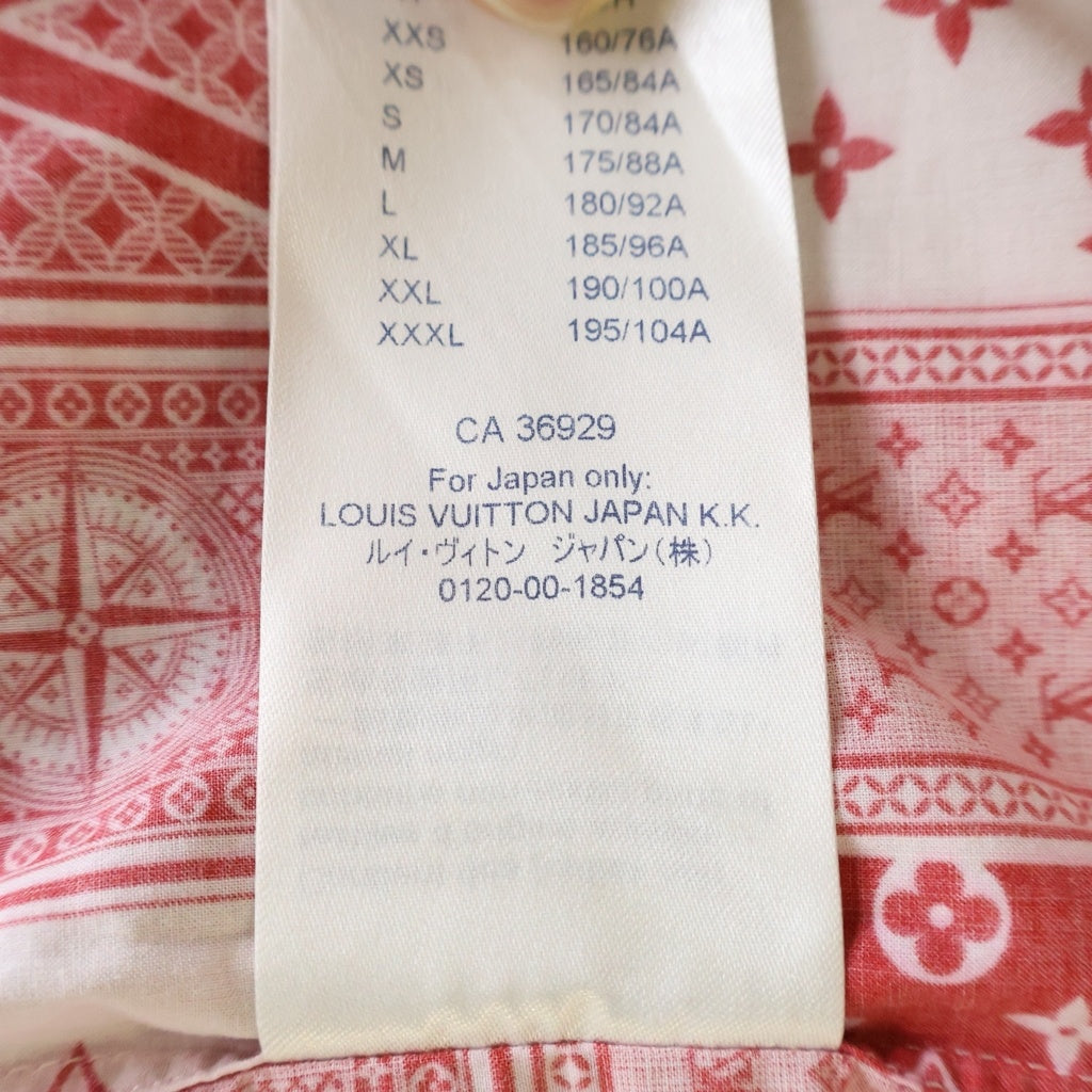LOUIS VUITTON(ルイヴィトン) 18AW トランプ総柄 コットン半袖シャツ レッド RM182M HKU HFS14W