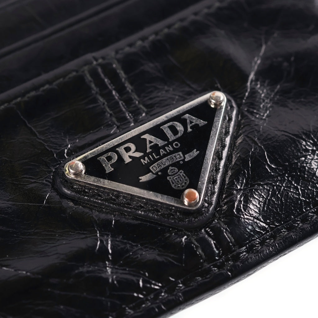 PRADA(プラダ) トライアングルロゴ レザーカードケース ブラック レディース