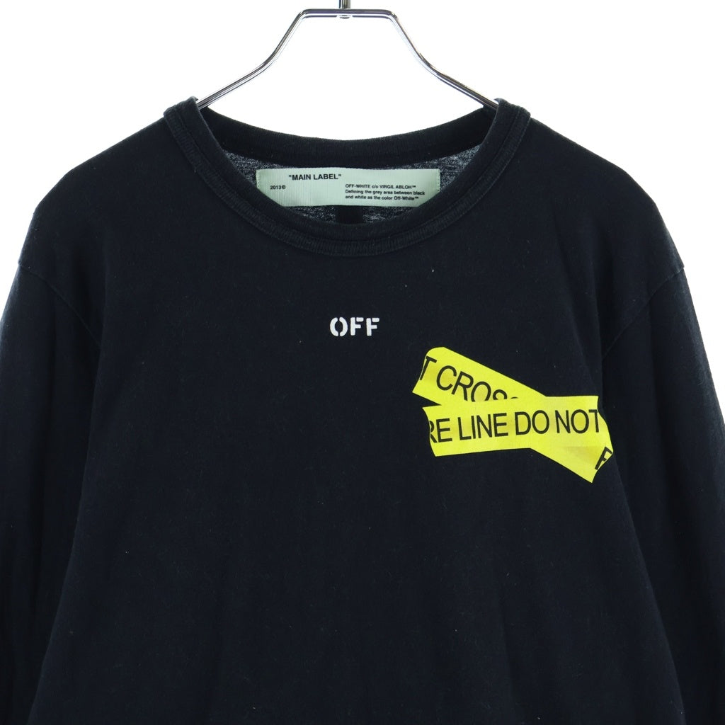 OFF-WHITE(オフホワイト) ファイヤーテープクロスアロープリント クルーネック長袖Tシャツカットソー ブラック OMAB001S18185006
