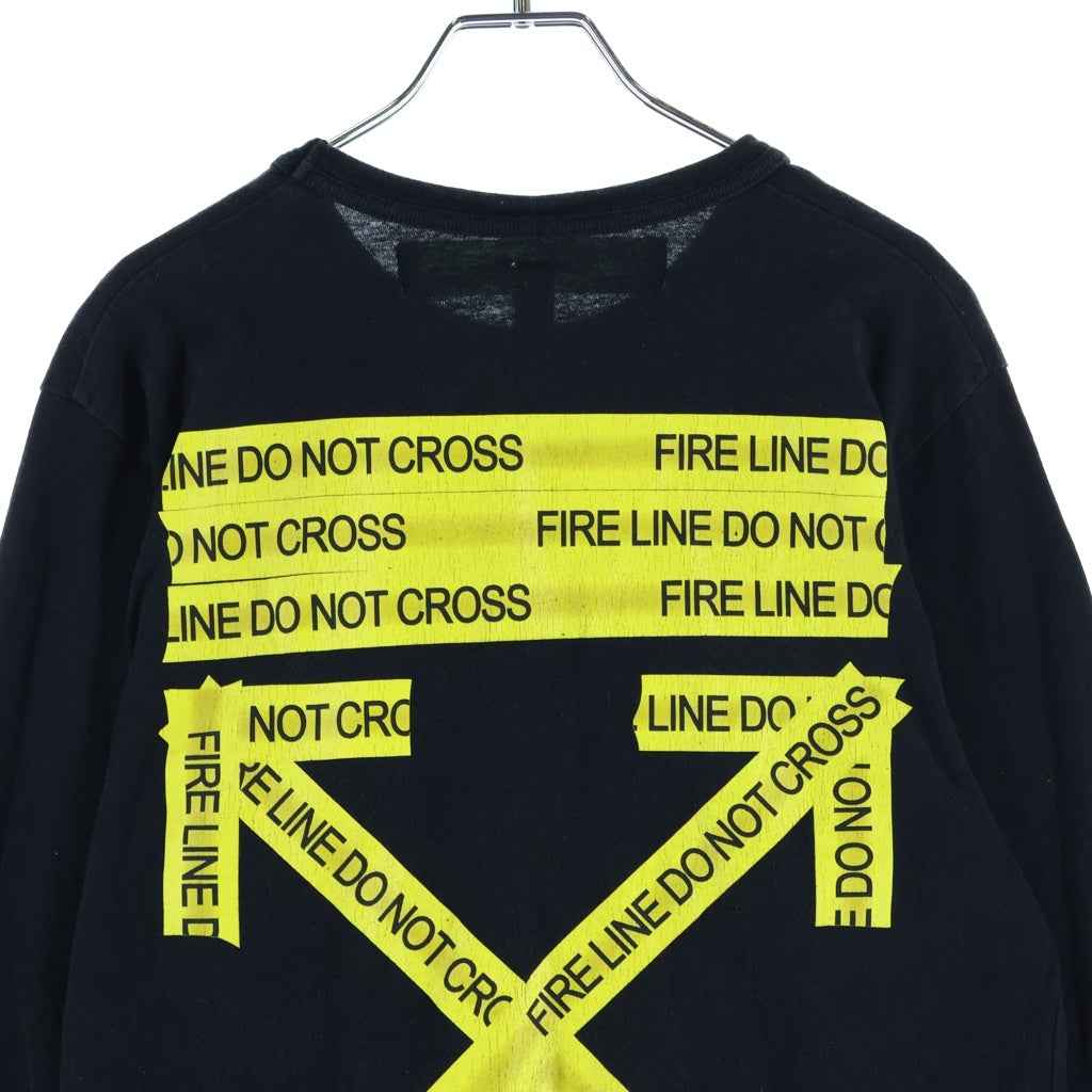 OFF-WHITE(オフホワイト) ファイヤーテープクロスアロープリント クルーネック長袖Tシャツカットソー ブラック OMAB001S18185006