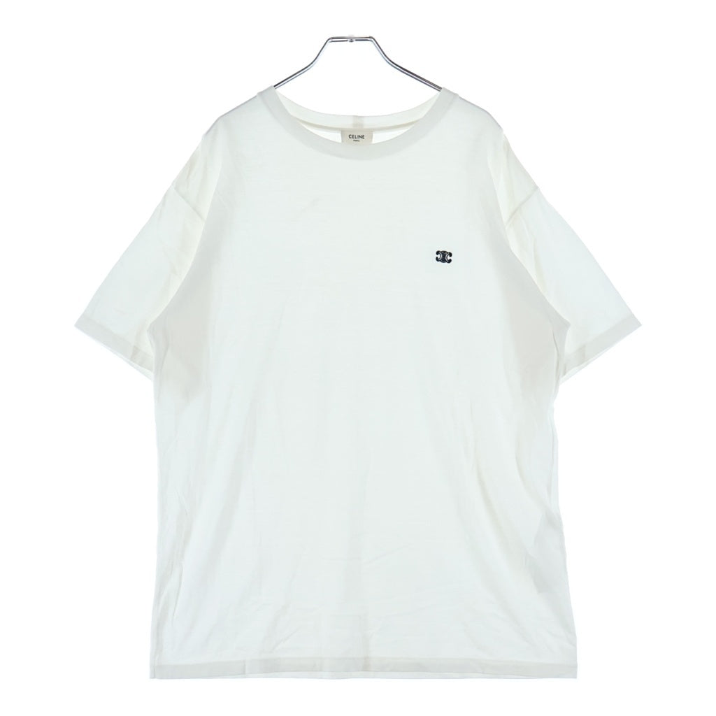 CELINE(セリーヌ) トリオンフロゴ刺繍 クルーネック半袖Tシャツカットソー ホワイト 2X04I671Q.01OB