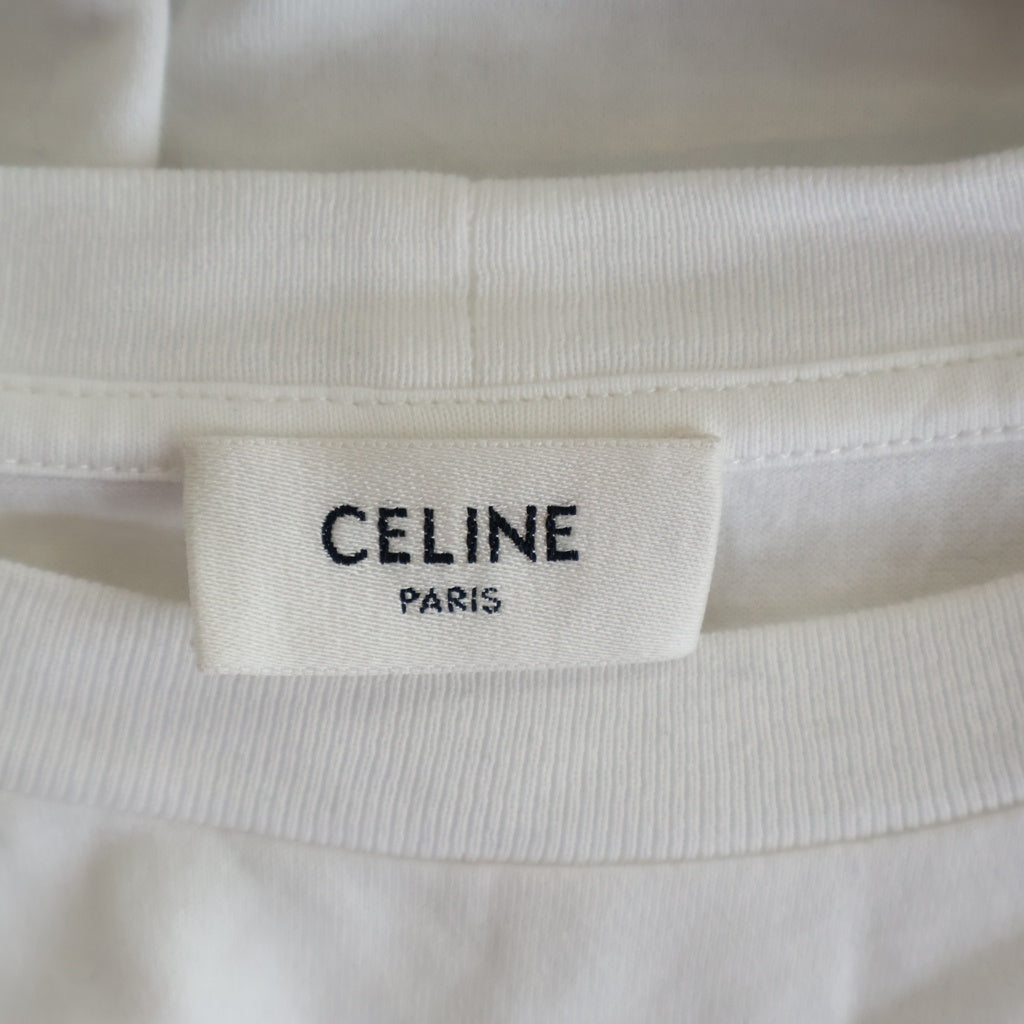 CELINE(セリーヌ) トリオンフロゴ刺繍 クルーネック半袖Tシャツカットソー ホワイト 2X04I671Q.01OB