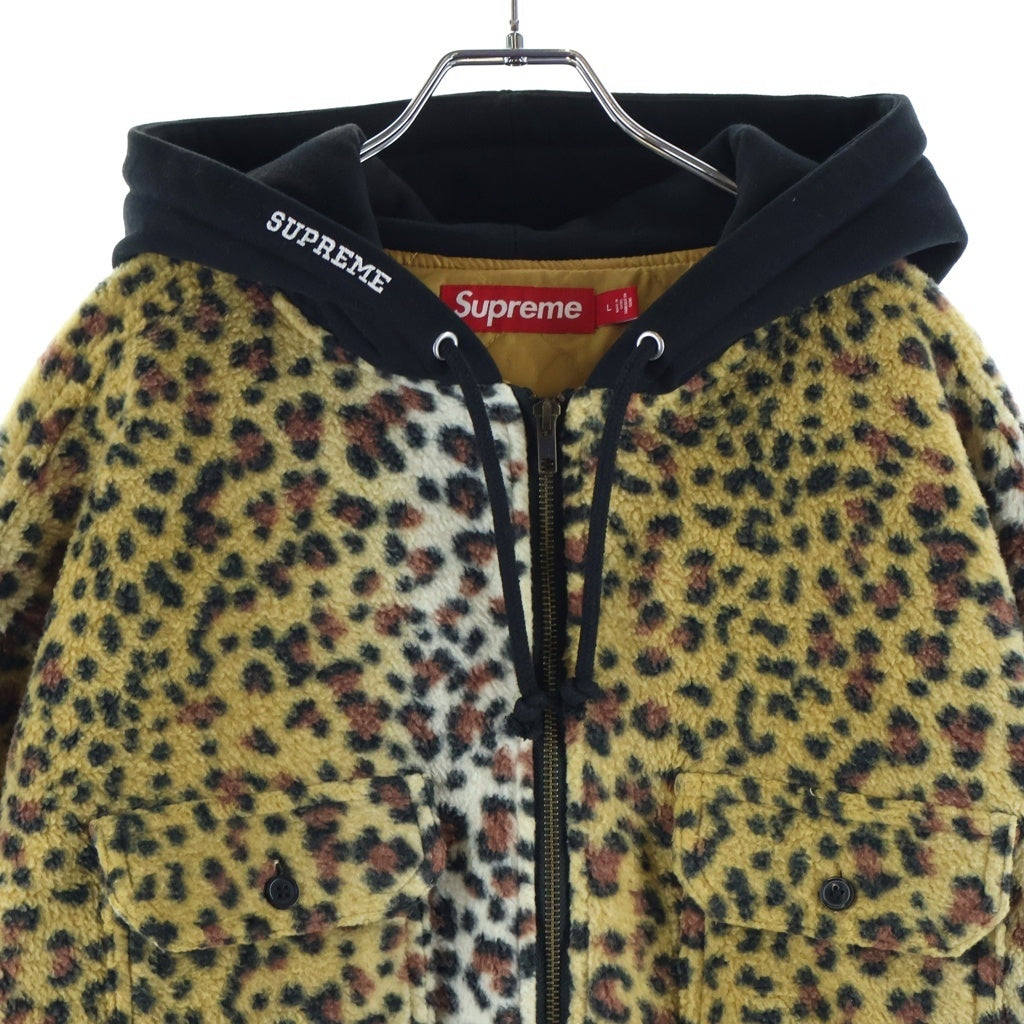 SUPREME(シュプリーム) 23AW Fleece Zip Up Hooded Shirt Leopard ボアジャケット レオパード イエロー