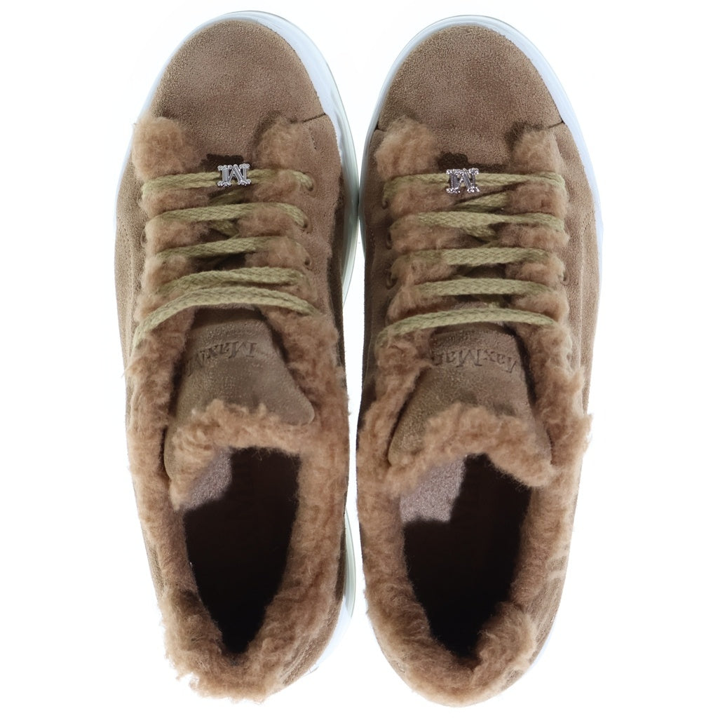 Max Mara(マックスマーラ) Hazelnut brown テディベア ライニング スウェードレザーローカットスニーカー レディース ブラウン