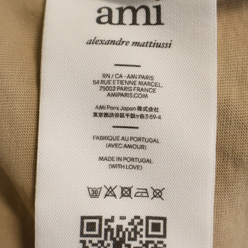 ami paris(アミパリス) Ami DE COEUR フロント刺繍 クルーネック半袖Tシャツカットソー ブラウン UTS005.726 レディース