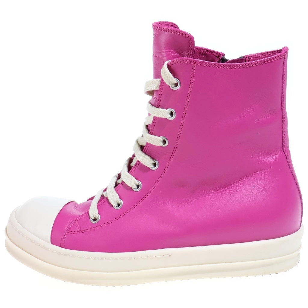 Rick Owens(リックオウエンス) RAMONES ラモーンズ レザー ハイカットスニーカー ピンク RU01C4890 レディース