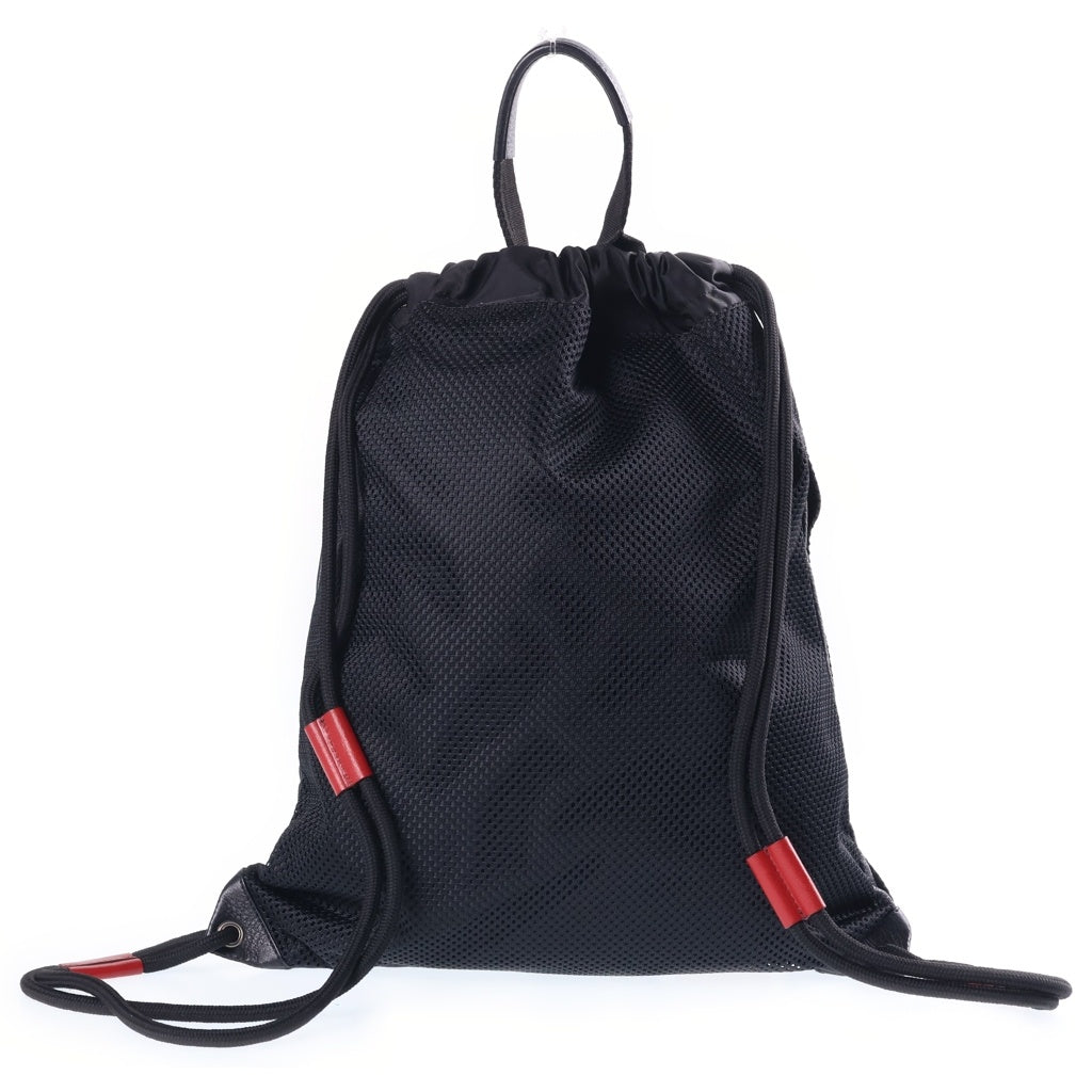 GIVENCHY(ジバンシィ) ロゴパッチ メッシュ切り替え レザーナップザック ブラック/オレンジ