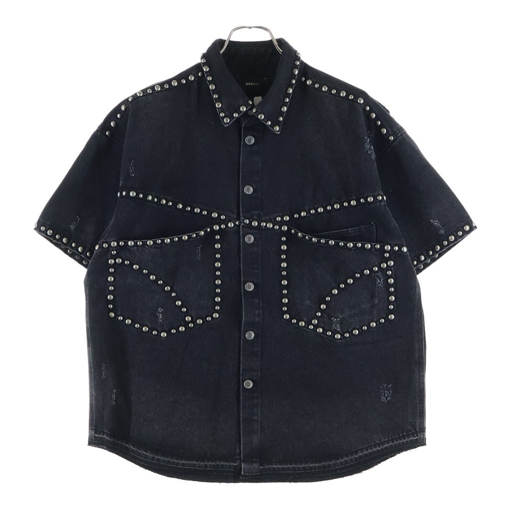 BREATH(ブレス) SUICIDE STUDS DENIM SHIRTS スーサイド スタッズ 半袖デニムシャツ ブラック BR25SS-S2005