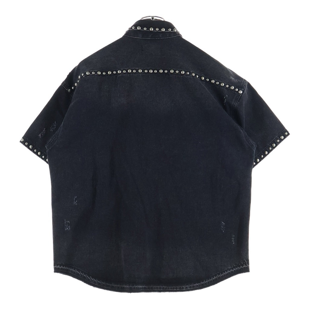 BREATH(ブレス) SUICIDE STUDS DENIM SHIRTS スーサイド スタッズ 半袖デニムシャツ ブラック BR25SS-S2005