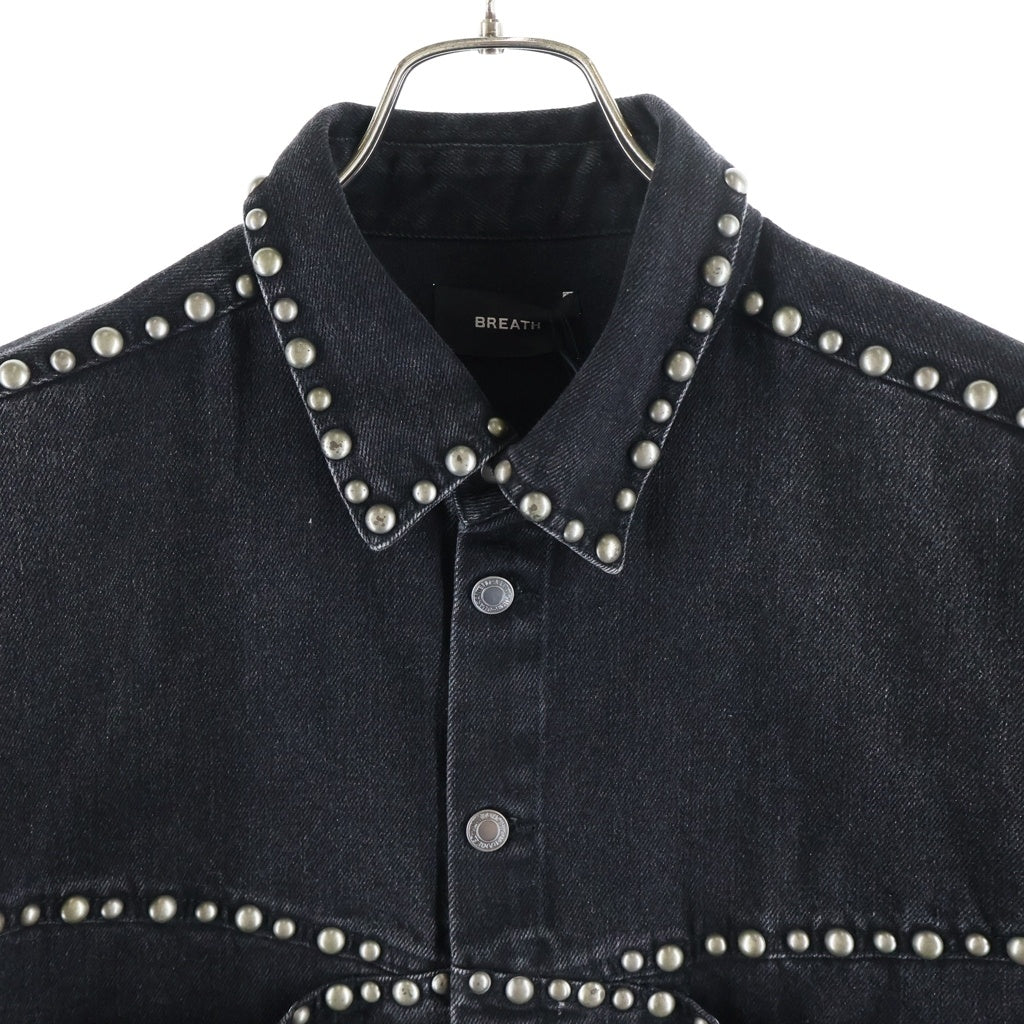 BREATH(ブレス) SUICIDE STUDS DENIM SHIRTS スーサイド スタッズ 半袖デニムシャツ ブラック BR25SS-S2005