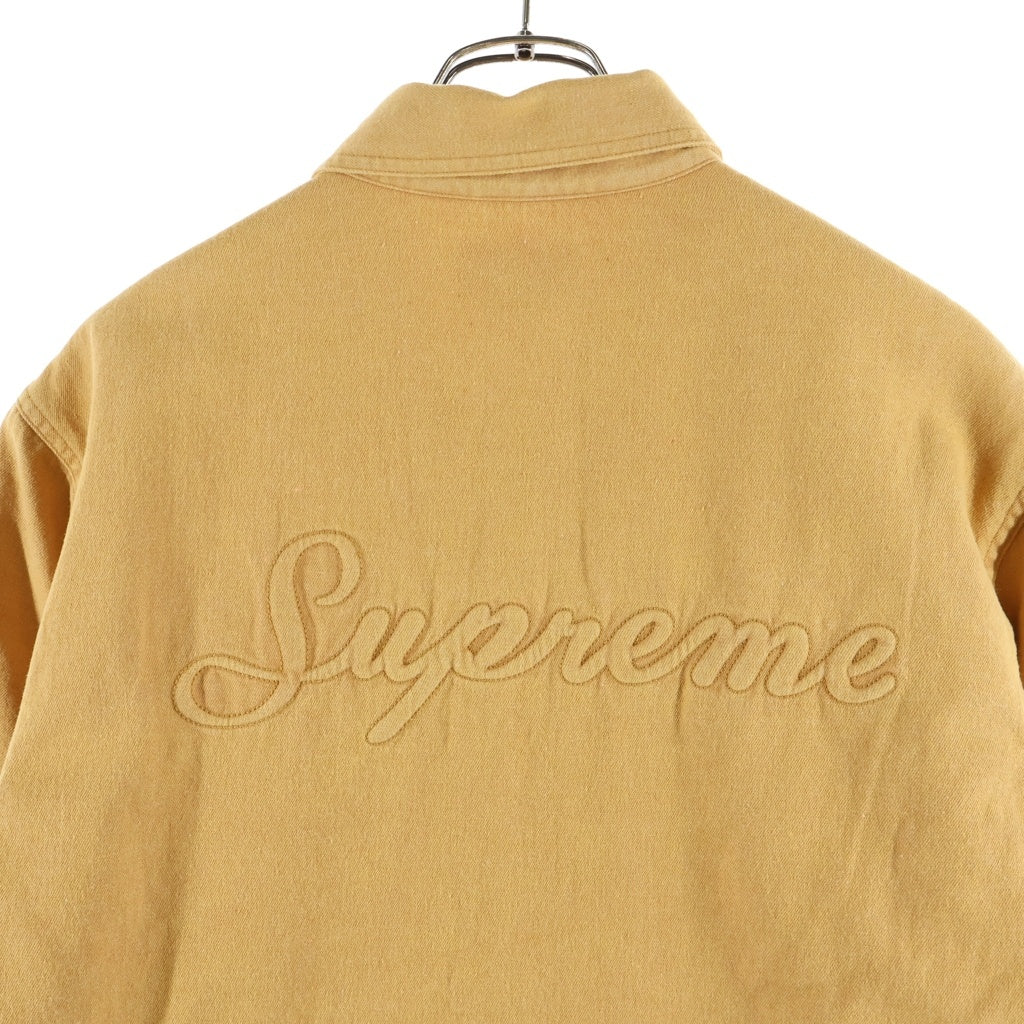 SUPREME(シュプリーム) 18AW Sherpa Lined Denim Shirt シェルパ バックロゴ刺繍 裏地ボアデニムジャケット ベージュ