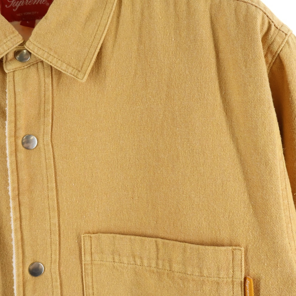 SUPREME(シュプリーム) 18AW Sherpa Lined Denim Shirt シェルパ バックロゴ刺繍 裏地ボアデニムジャケット ベージュ