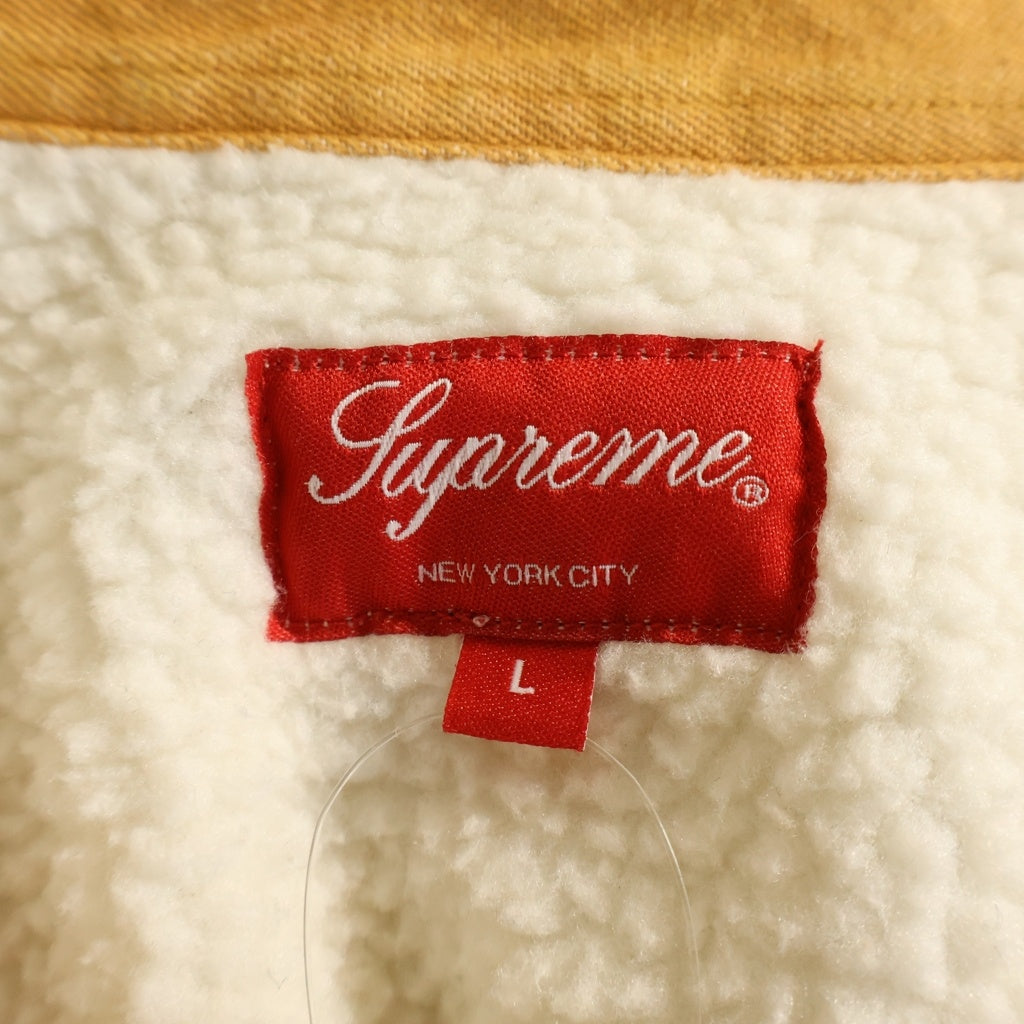 SUPREME(シュプリーム) 18AW Sherpa Lined Denim Shirt シェルパ バックロゴ刺繍 裏地ボアデニムジャケット ベージュ