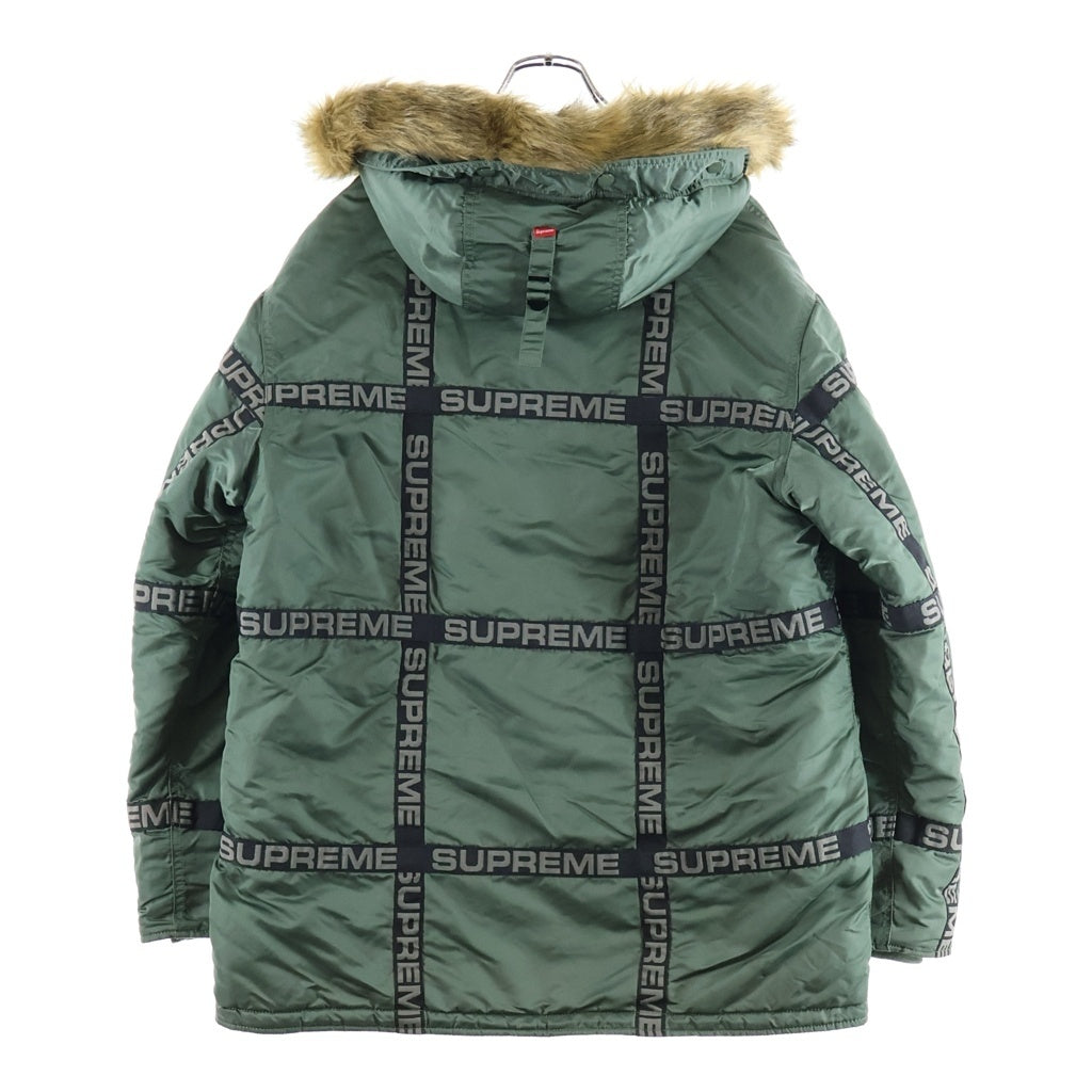 SUPREME(シュプリーム) 18AW Logo Tape Parka ロゴテープデザイン N-3B フーデッド中綿ジャケット カーキ