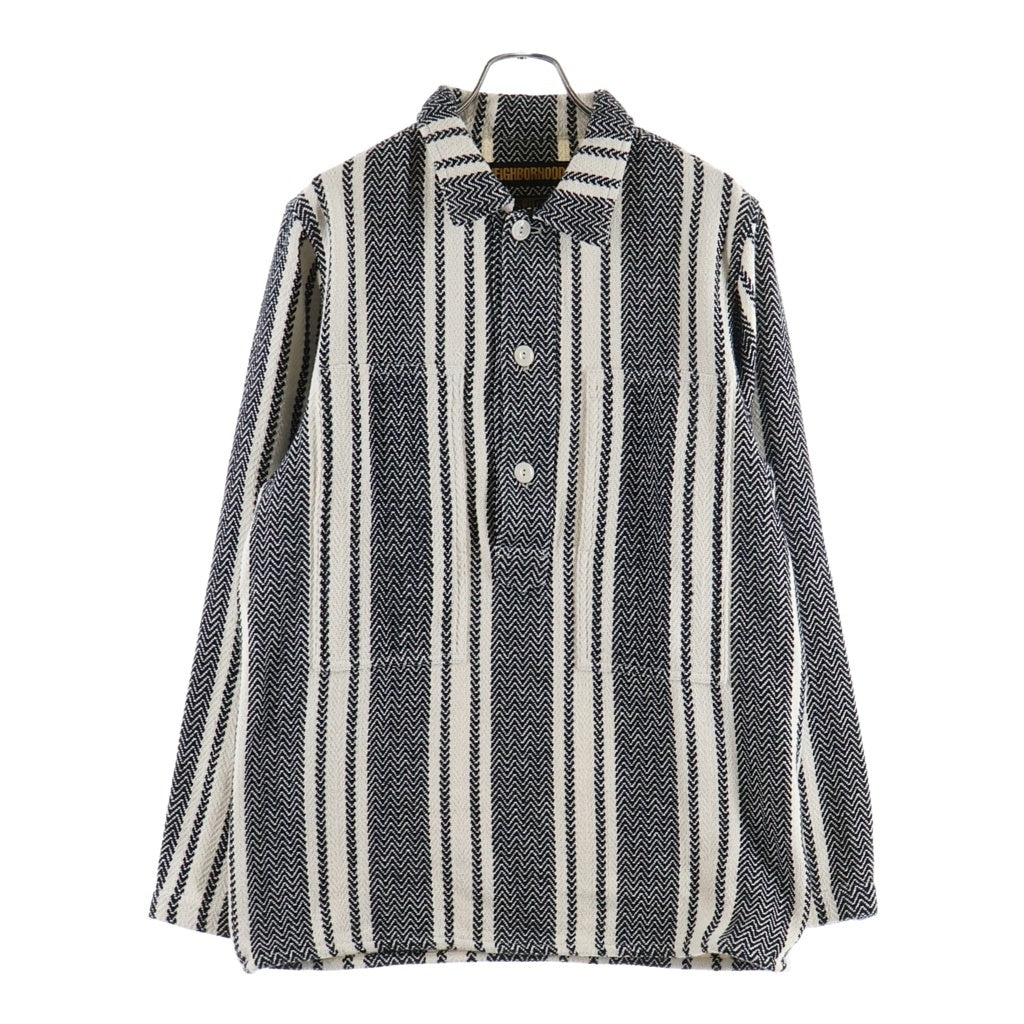 NEIGHBORHOOD(ネイバーフッド) MEX.PULL C-SHIRT.LS コットンメキシカンヘリンボーン ボタンダウン 長袖シャツ ブラック/ホワイト 182UCNH-SHM01