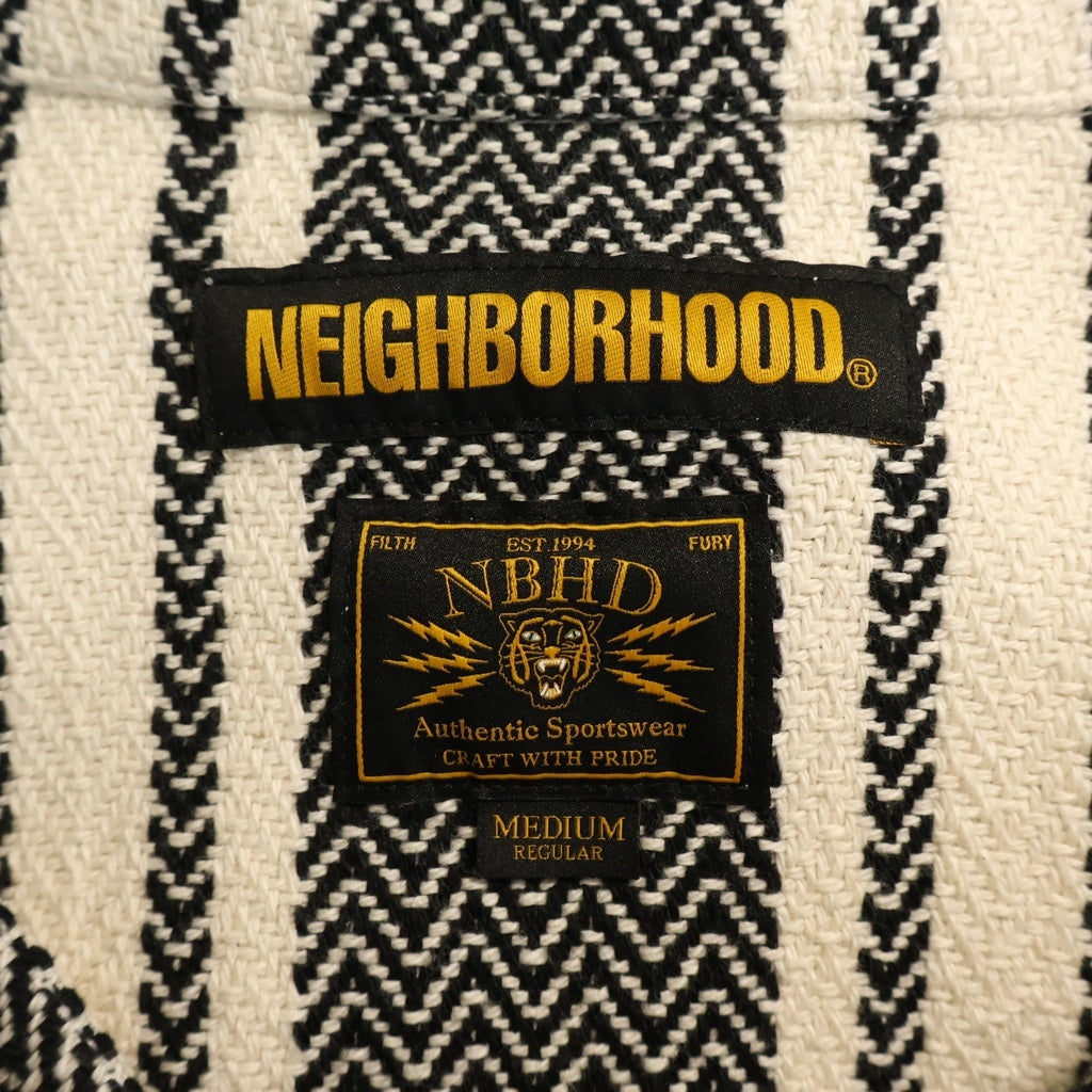 NEIGHBORHOOD(ネイバーフッド) MEX.PULL C-SHIRT.LS コットンメキシカンヘリンボーン ボタンダウン 長袖シャツ ブラック/ホワイト 182UCNH-SHM01