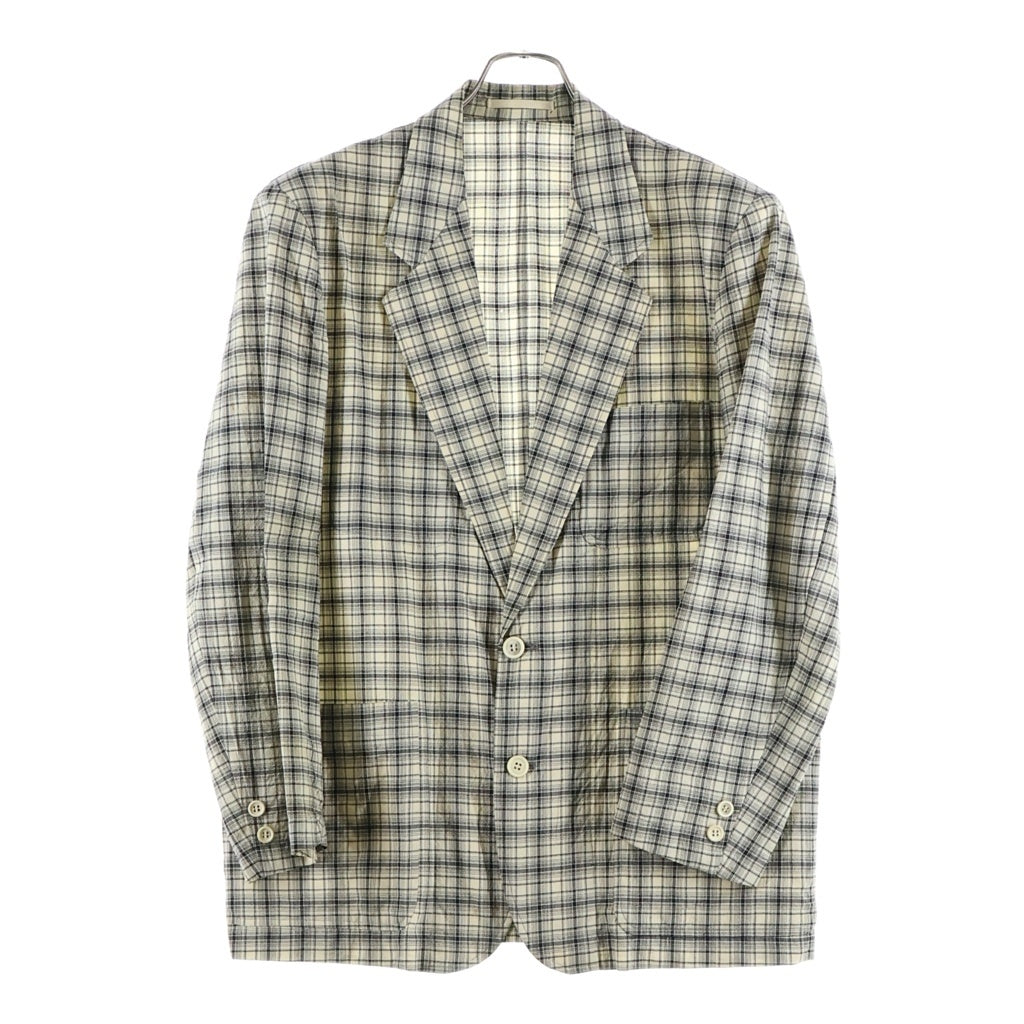 COMME des GARCONS HOMME(コムデギャルソンオム) 90s 田中オム期 ウールチェックテーラードジャケット アイボリー HJ-02027M