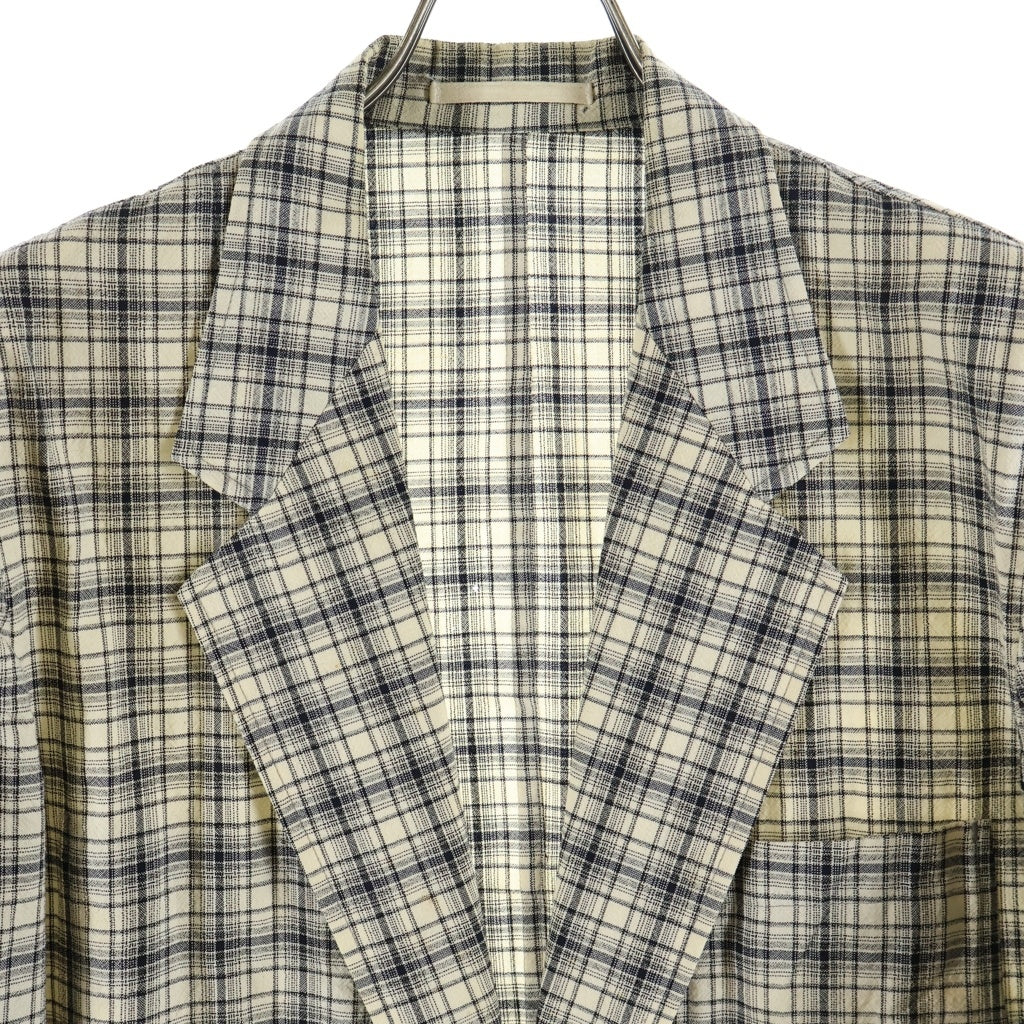 COMME des GARCONS HOMME(コムデギャルソンオム) 90s 田中オム期 ウールチェックテーラードジャケット アイボリー HJ-02027M