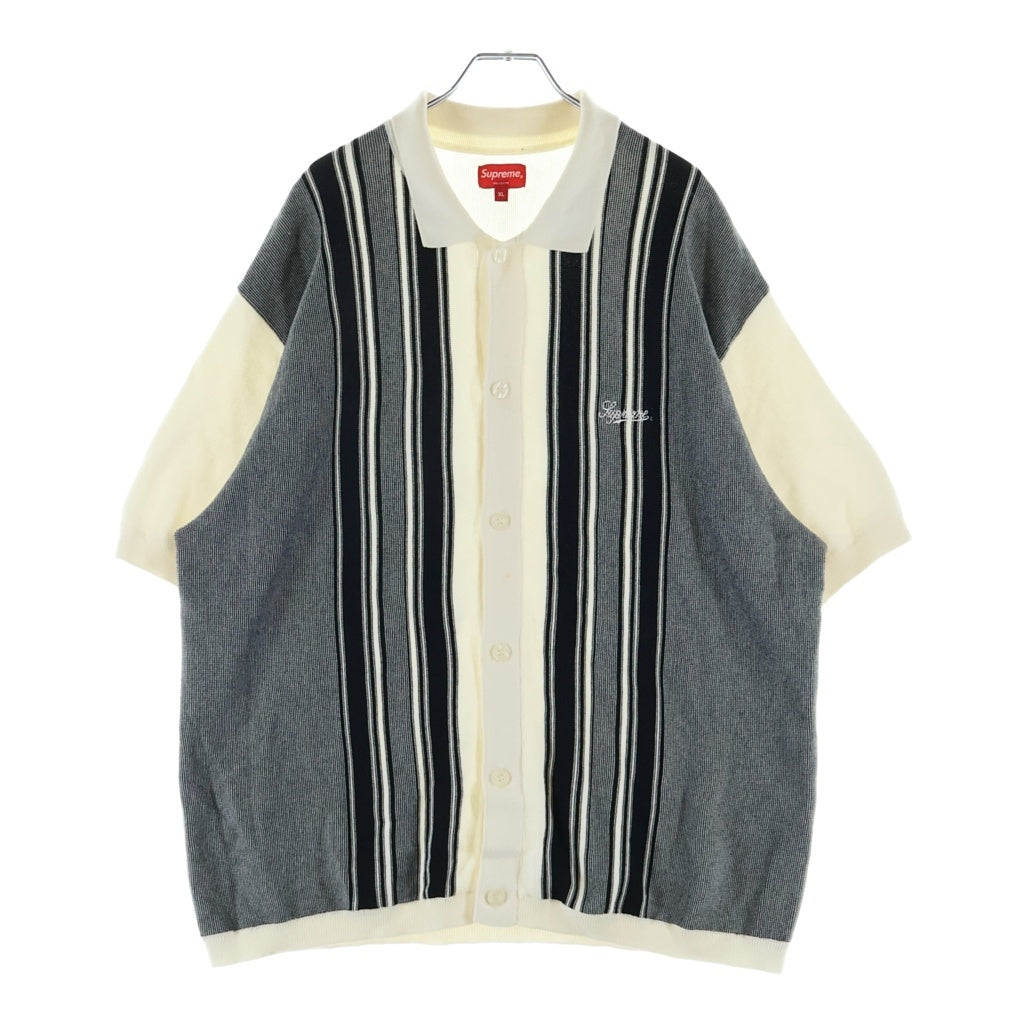 SUPREME(シュプリーム) 22SS Stripe Button Up Polo ストライプ ボタンアップ ニットポロシャツ ホワイト