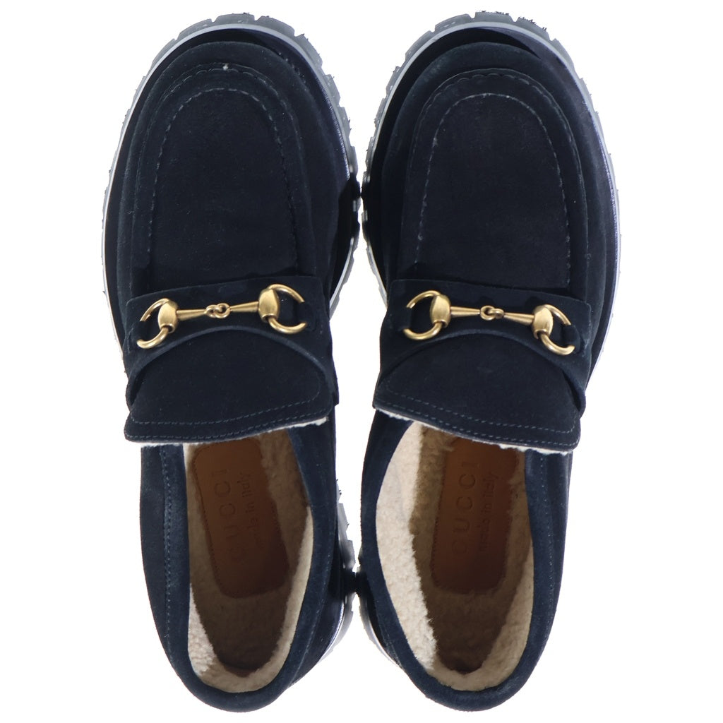 GUCCI(グッチ) ホースビット スウェードレザー ムートンアンクルブーツ ブラック