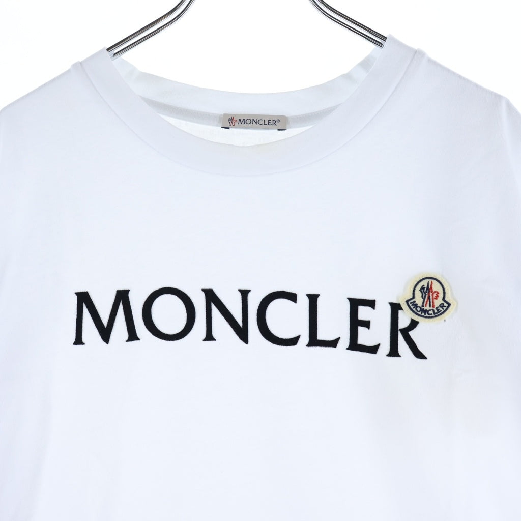MONCLER(モンクレール) フロントワッペンロゴ クルーネック半袖Tシャツカットソー ホワイト H20918C00025