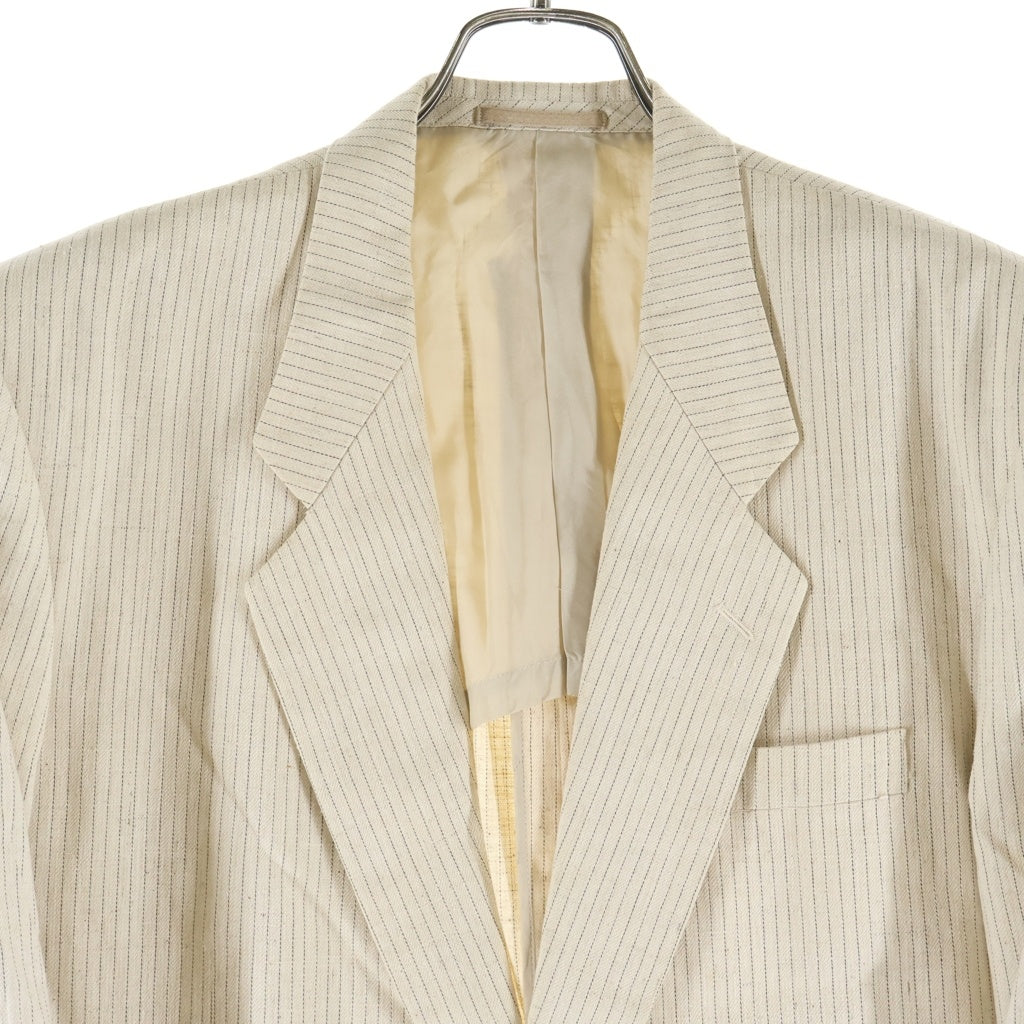 COMME des GARCONS HOMME(コムデギャルソンオム) 90s 田中オム期 リネン混 ピンストライプテーラードジャケット アイボリー HJ-02010M