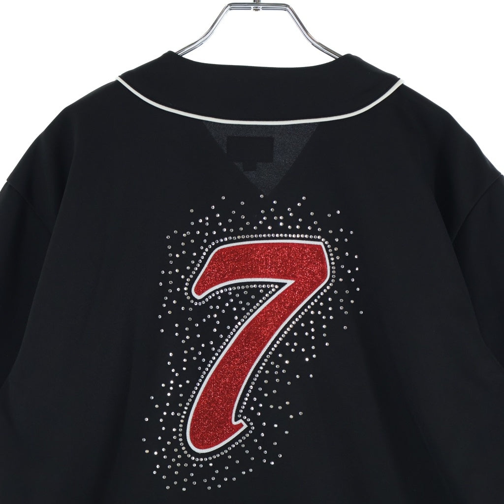 SUPREME(シュプリーム) 20SS Rhinestone Baseball Jersey ロゴ ラインストーン ベースボールシャツ ブラック