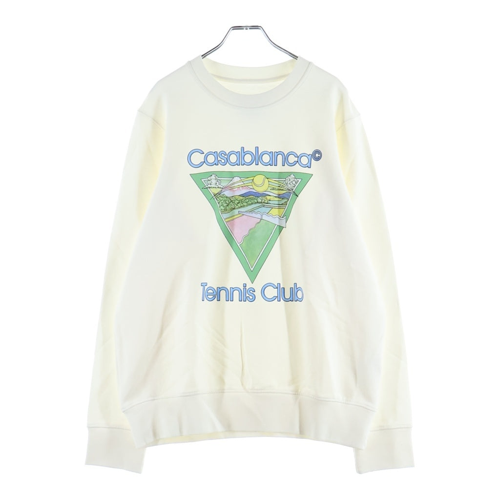 CASABLANCA(カサブランカ) 22SS Tennis Club Sweatshirt フロントプリント クルーネック長袖スウェットトレーナー ホワイト MS22-JTP-001