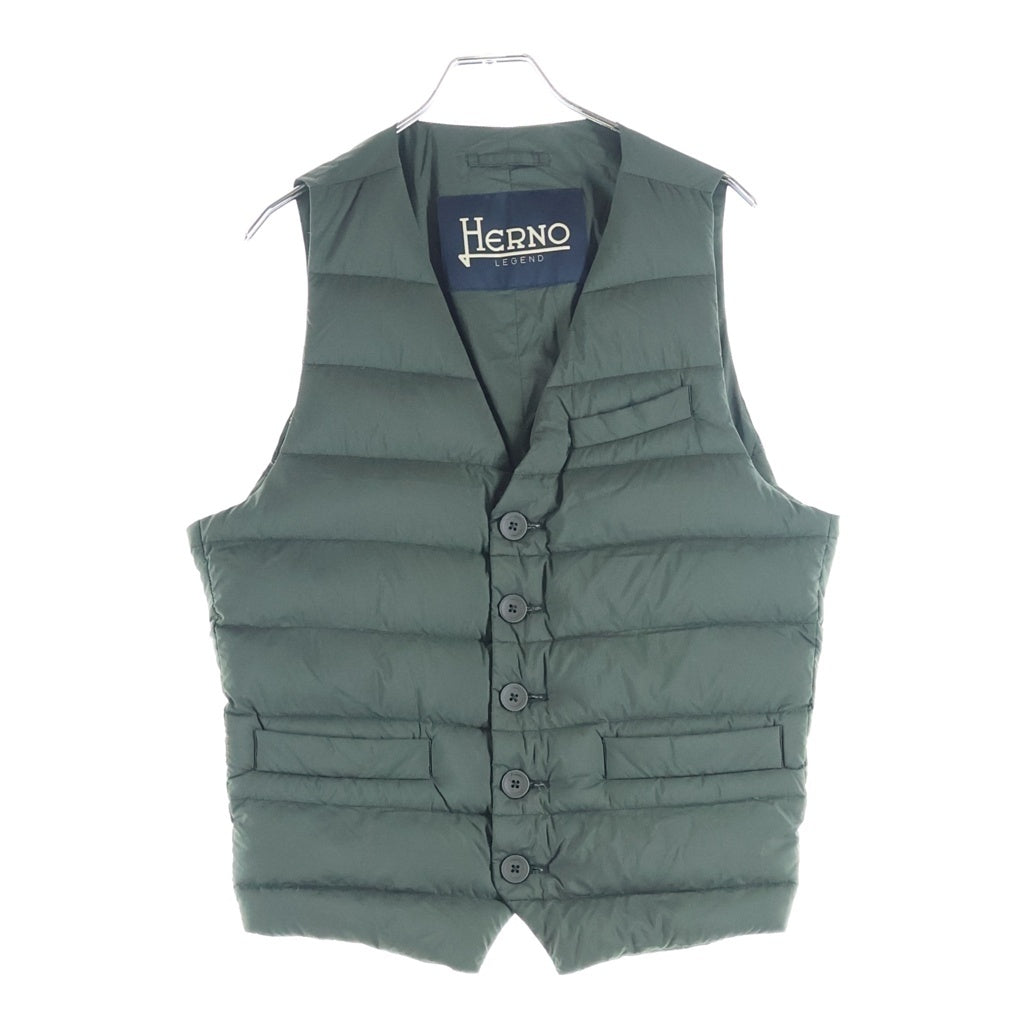 HERNO(ヘルノ) LEGEND IL GILET ボーダーキルティングダウンベスト カーキ P1002ULE-19288-7900