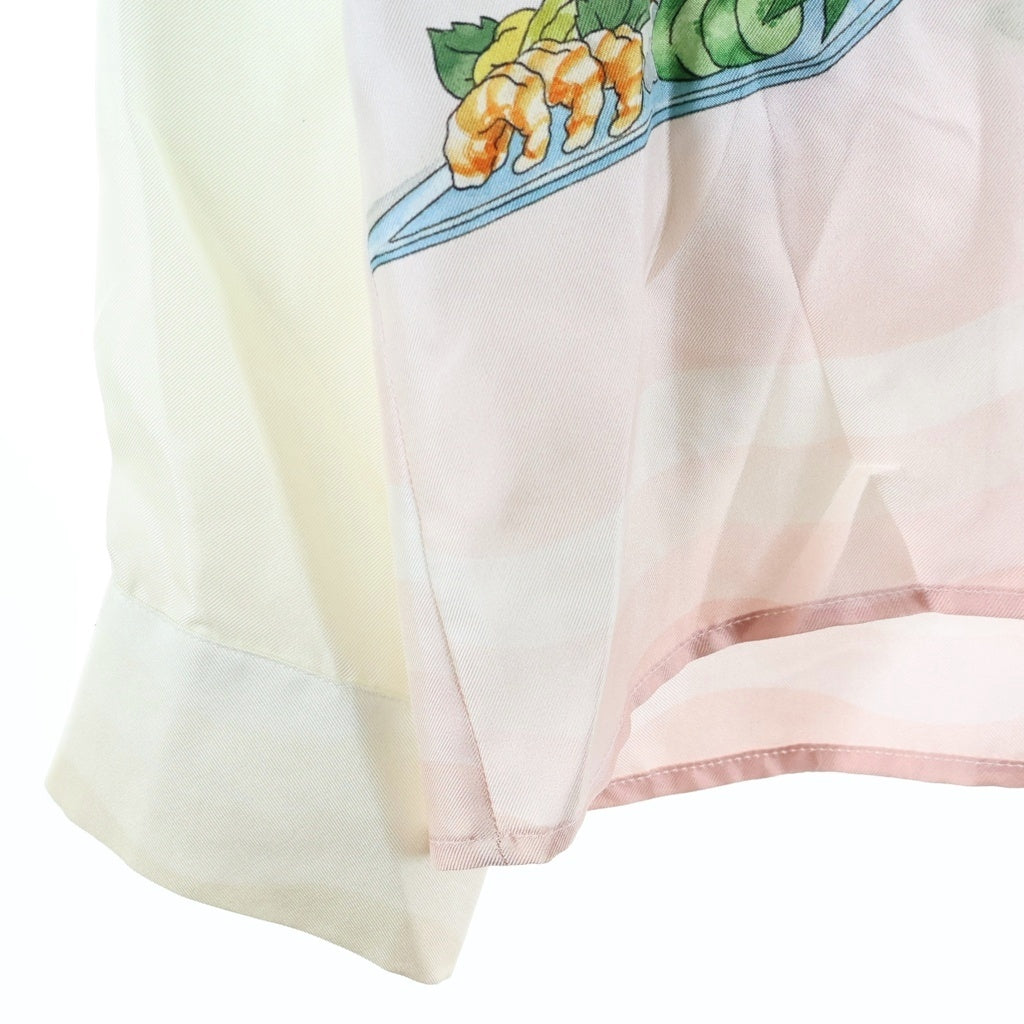 CASABLANCA(カサブランカ) 22SS Casa Cafe 長袖シルクシャツ ブルー MS22-SH-006
