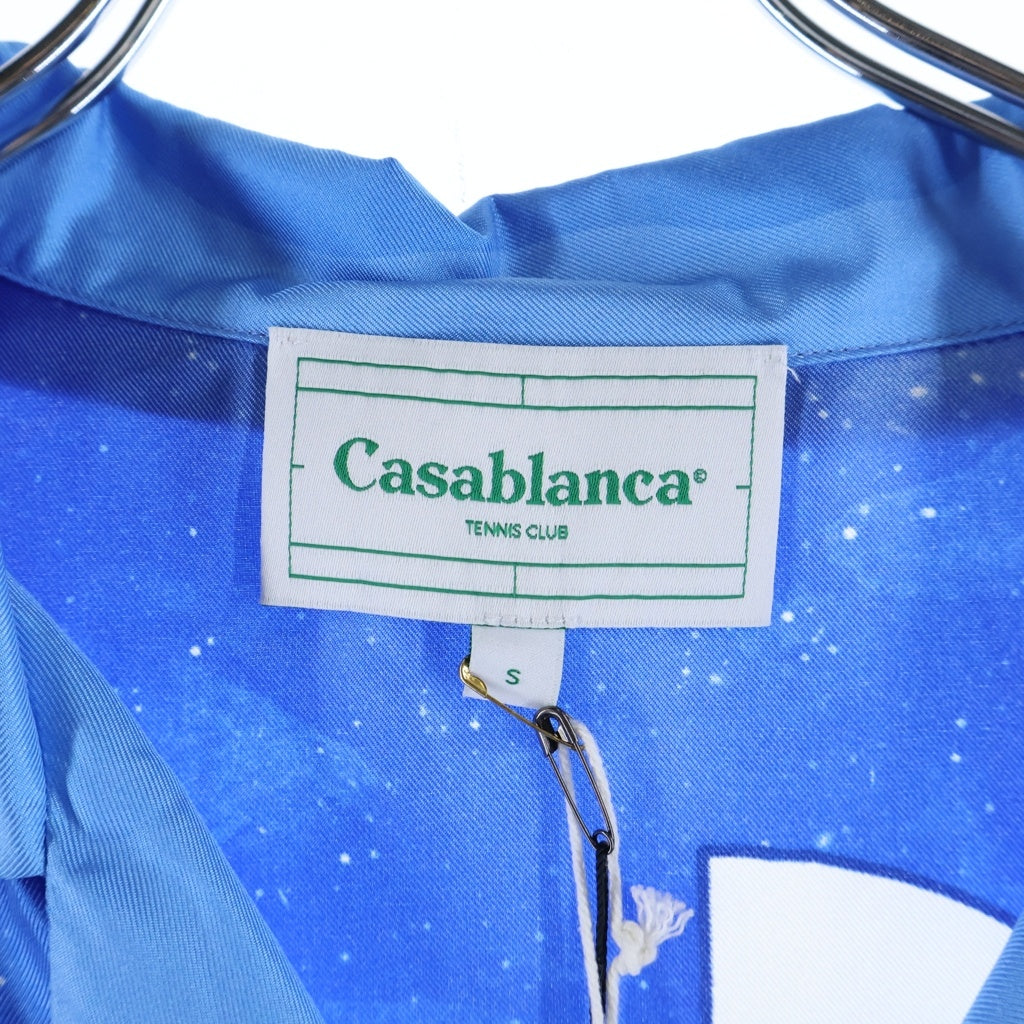 CASABLANCA(カサブランカ) 22SS Casa Cafe 長袖シルクシャツ ブルー MS22-SH-006