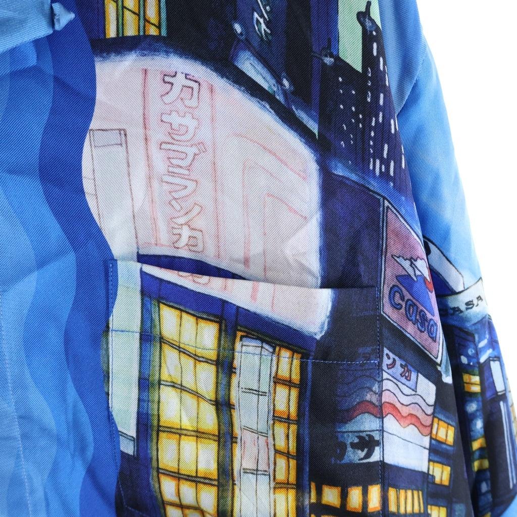 CASABLANCA(カサブランカ) 22SS Tokyo Night 長袖シルクシャツ ブルー MS22-SH-006