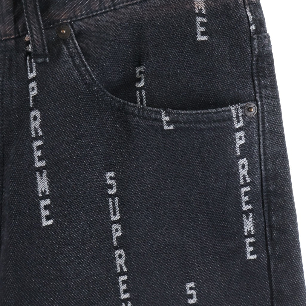 SUPREME(シュプリーム) 20AW Logo Stripe Jacquard Regular Jean ロゴストライプ ジップフライジャガードデニムパンツ ブラック