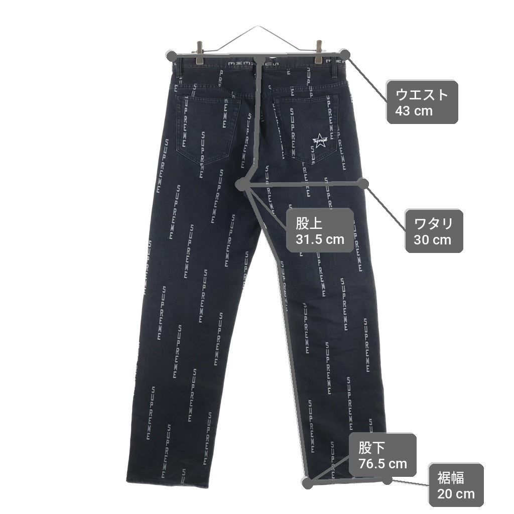 SUPREME(シュプリーム) 20AW Logo Stripe Jacquard Regular Jean ロゴストライプ ジップフライジャガードデニムパンツ ブラック