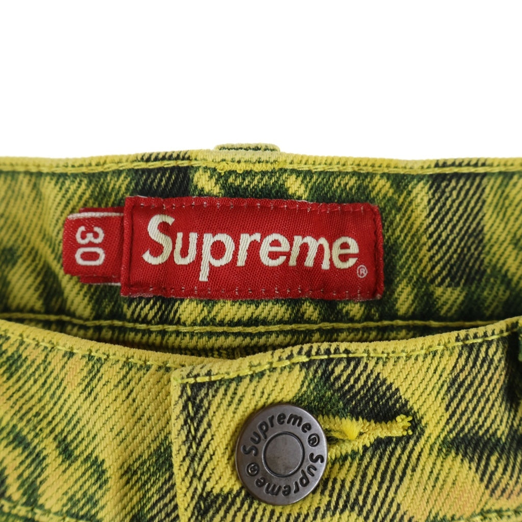 SUPREME(シュプリーム) 20AW Black Ark Regular Jean 総柄 ボタンフライデニムパンツ イエロー