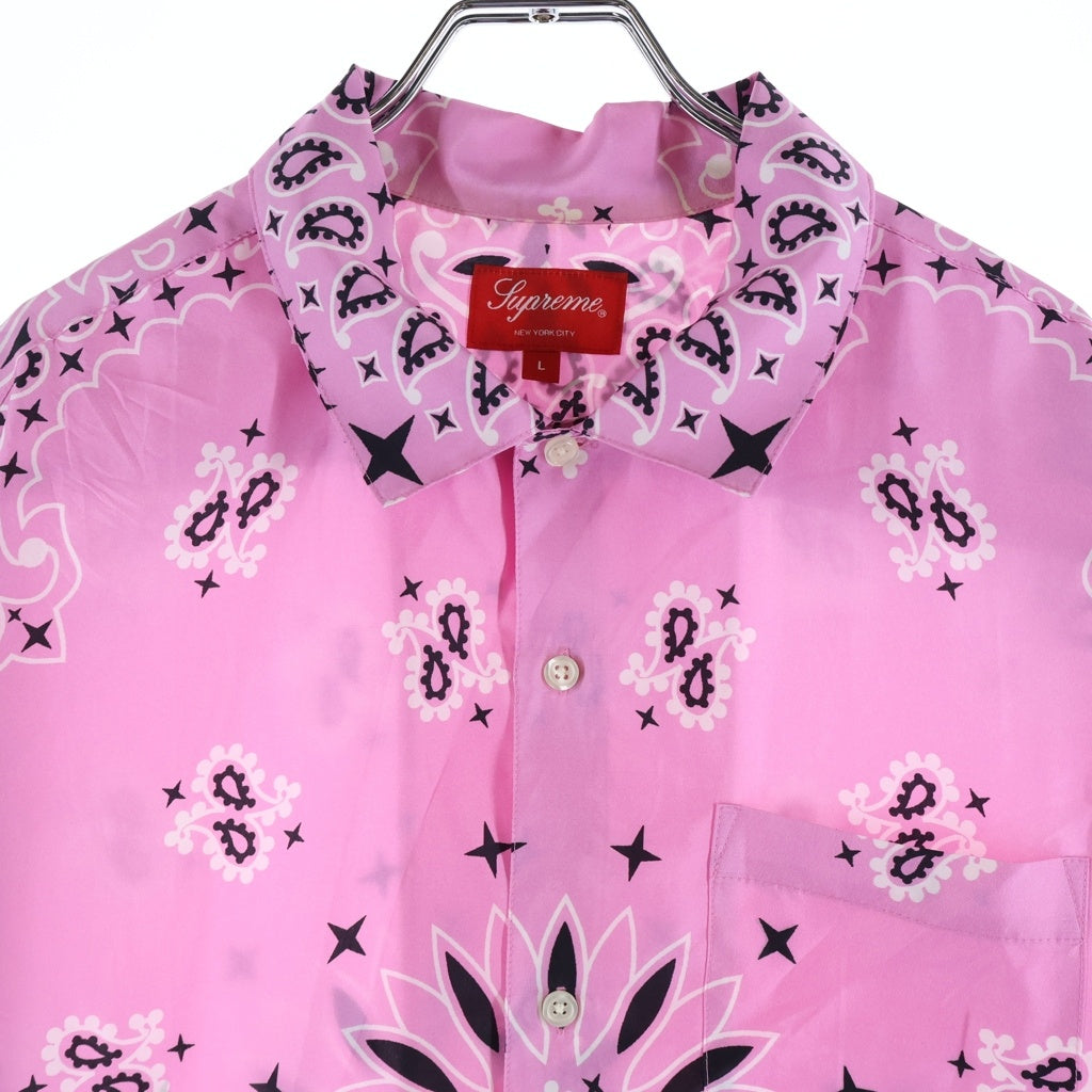 SUPREME(シュプリーム) 21SS Bandana Silk S/S バンダナ総柄 半袖シルクシャツ ピンク