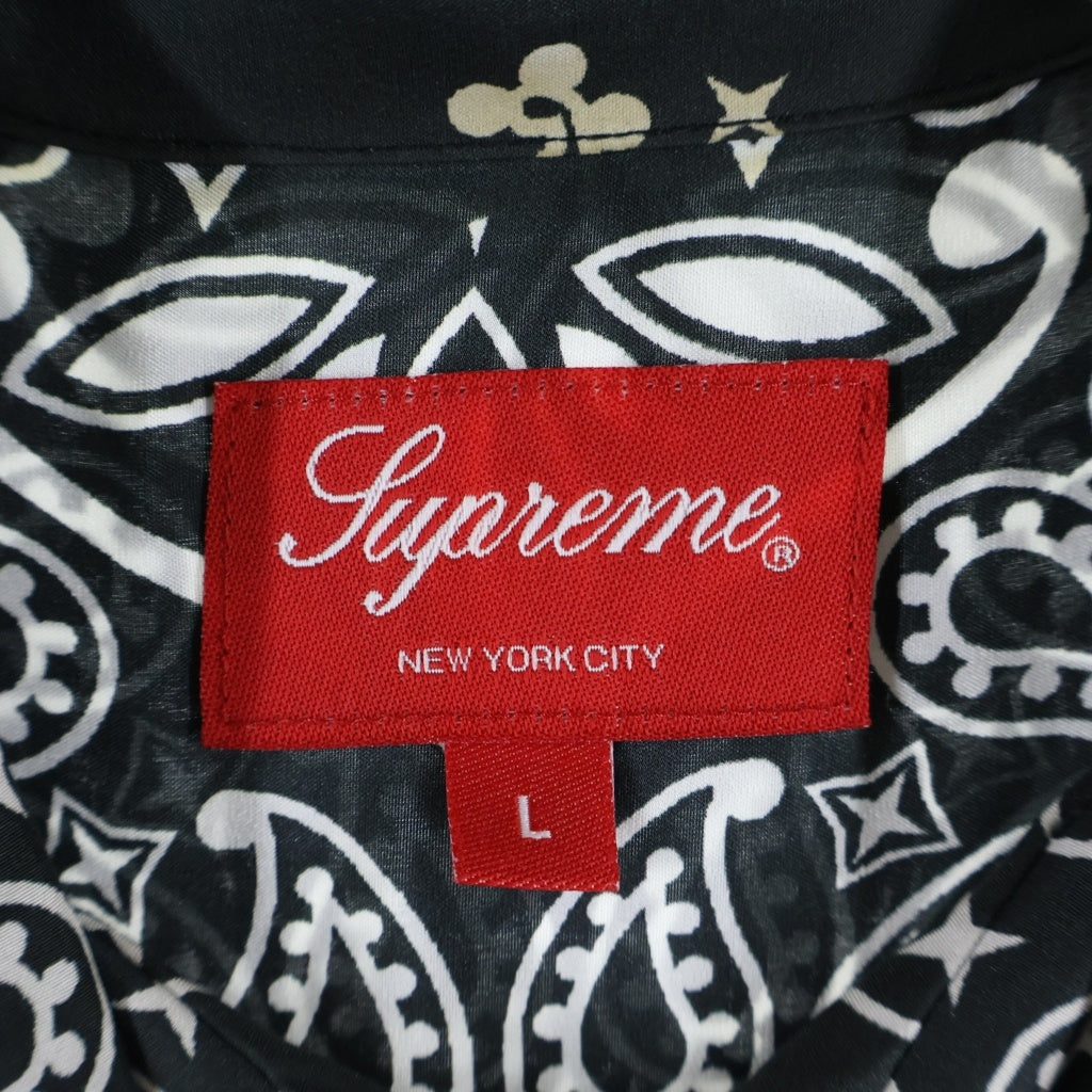 SUPREME(シュプリーム) 21SS Bandana Silk S/S バンダナ総柄 半袖シルクシャツ ブラック