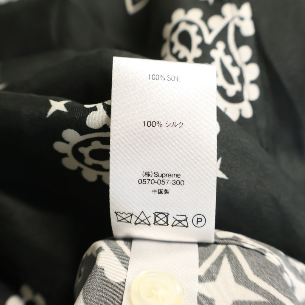SUPREME(シュプリーム) 21SS Bandana Silk S/S バンダナ総柄 半袖シルクシャツ ブラック