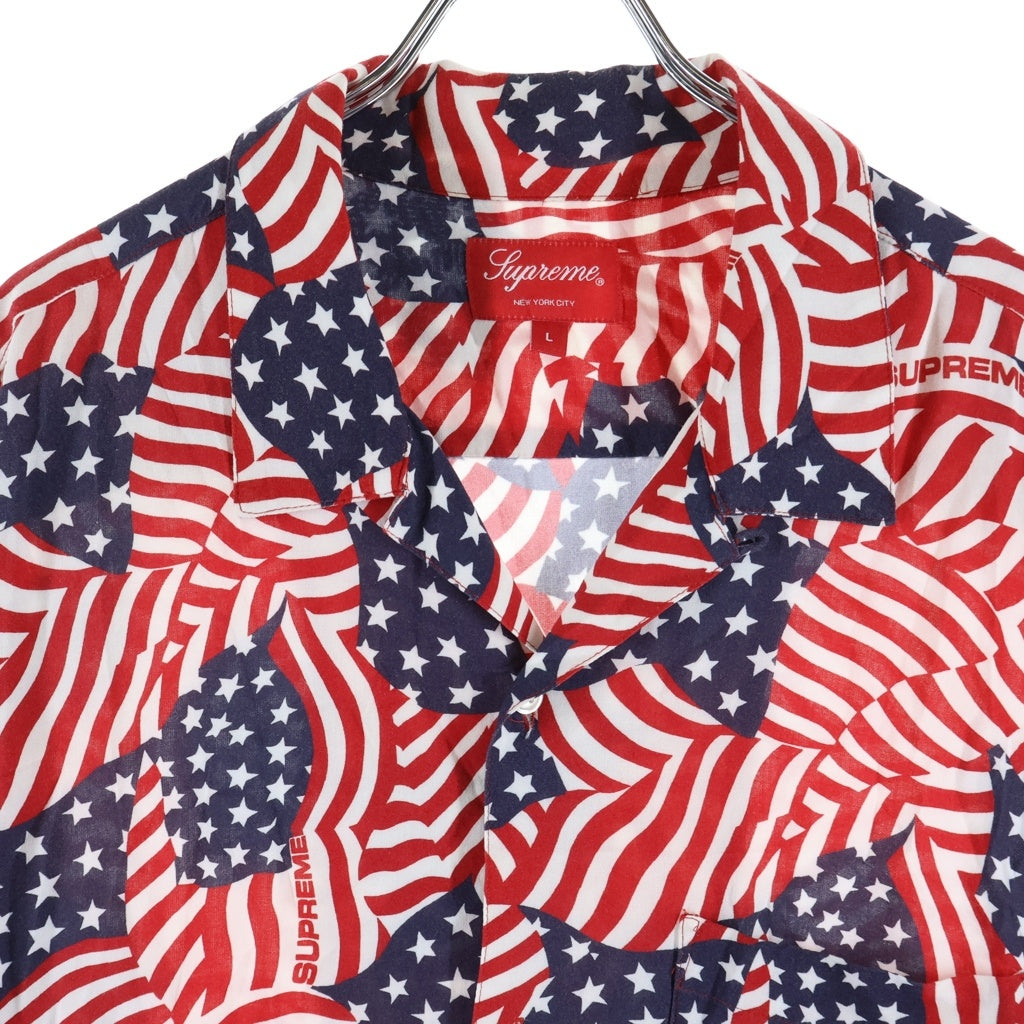 SUPREME(シュプリーム) 20SS Flags Rayon S/S Shirt 星条旗総柄 半袖開襟レーヨンシャツ レッド